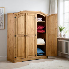 Corona 3 Door Wardrobe - Distressed Waxed Pine