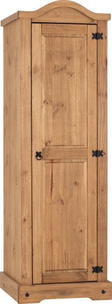 Corona 1 Door Wardrobe - Distressed Waxed Pine