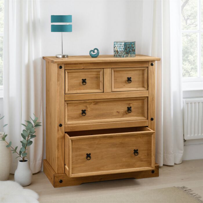 Corona 2+2 Drawer Chest - Distressed Waxed Pine