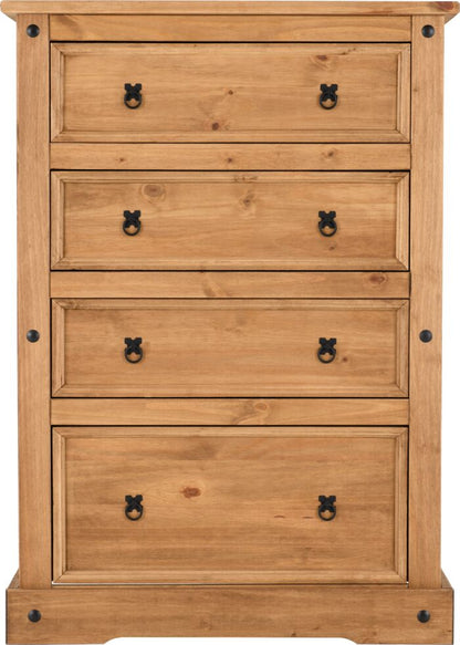 Corona 4 Drawer Chest - Distressed Waxed Pine