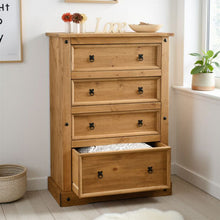 Corona 4 Drawer Chest - Distressed Waxed Pine