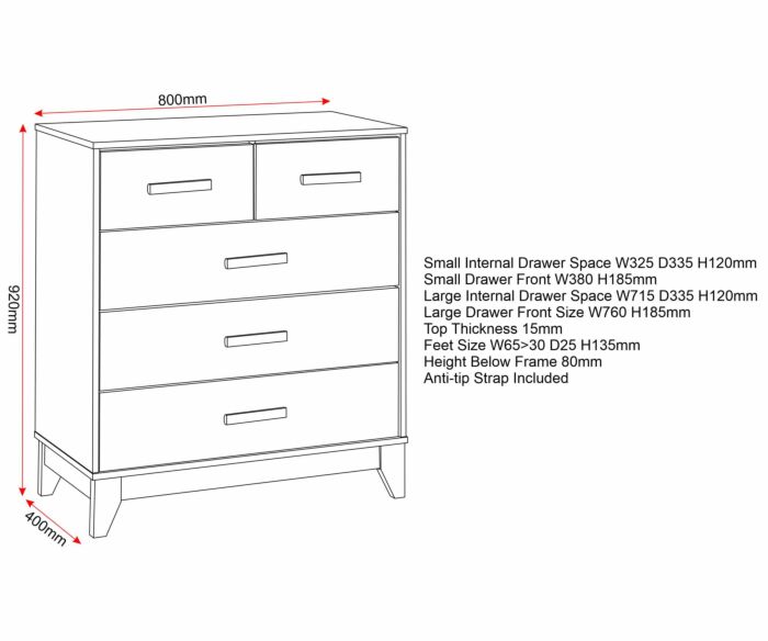 Cleveland 3 Drawer Chest - White/Grey Metal Effect