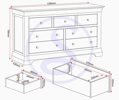 Bordeaux 3+2 Drawer Chest - Pebble Grey
