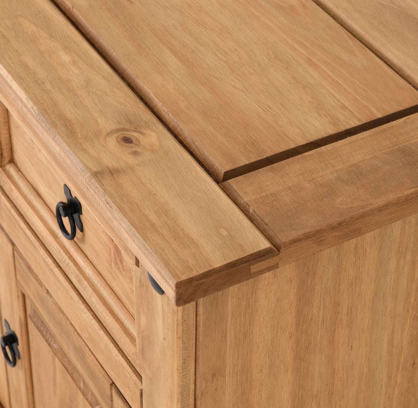 Corona 1 Drawer 1 Door Bedside - Distressed Waxed Pine