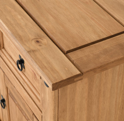 Corona 1 Drawer 1 Door Bedside - Distressed Waxed Pine