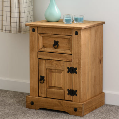 Corona Petite Bedside - Distressed Waxed Pine