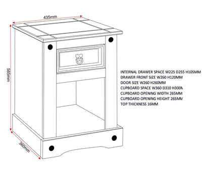Corona Petite Bedside - Distressed Waxed Pine