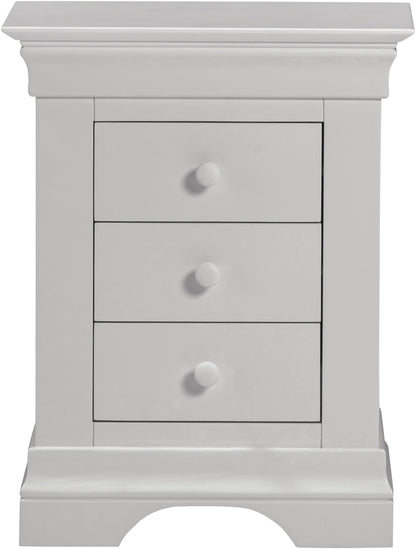Bordeaux 3 Drawer Bedside - Pebble Grey