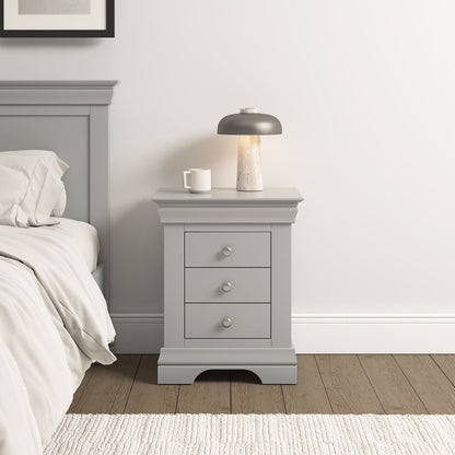 Bordeaux 3 Drawer Bedside - Pebble Grey