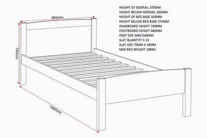 Amber 3' Single Bed - White