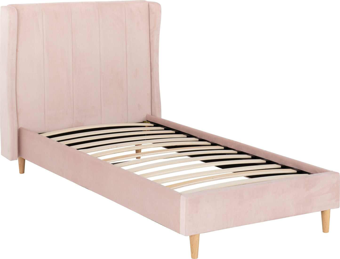 Amelia 3' Single Bed - Pink Velvet Fabric