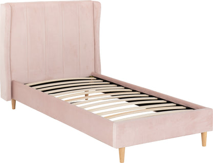 Amelia 3' Single Bed - Pink Velvet Fabric