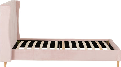 Amelia 3' Single Bed - Pink Velvet Fabric