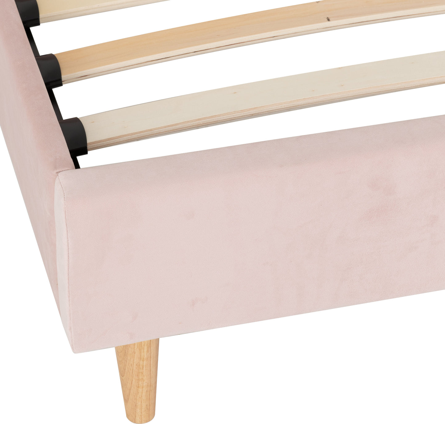 Amelia 3' Single Bed - Pink Velvet Fabric
