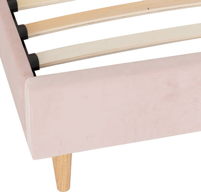Amelia 3' Single Bed - Pink Velvet Fabric