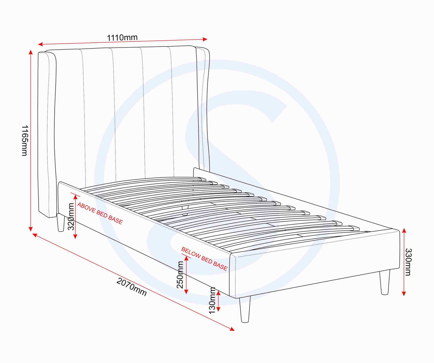 Amelia 3' Single Bed - Pink Velvet Fabric