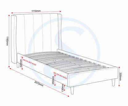 Amelia 3' Single Bed - Pink Velvet Fabric