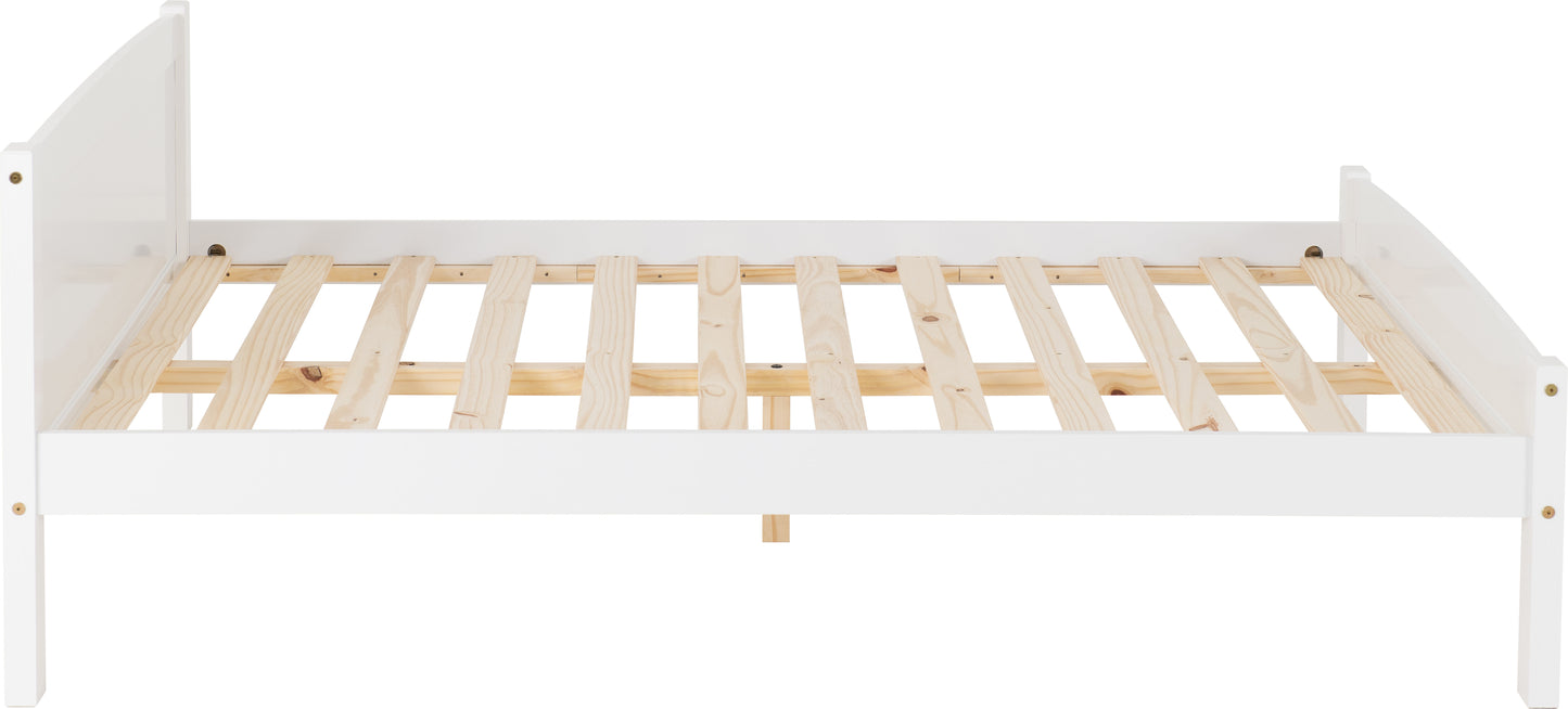 Amber 4'6" Double Bed - White