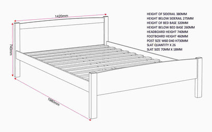 Amber 4'6" Double Bed - White