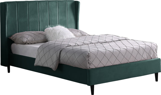 Amelia 4'6" Double Bed - Green Velvet Fabric