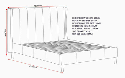 Amelia 4'6" Double Bed - Green Velvet Fabric