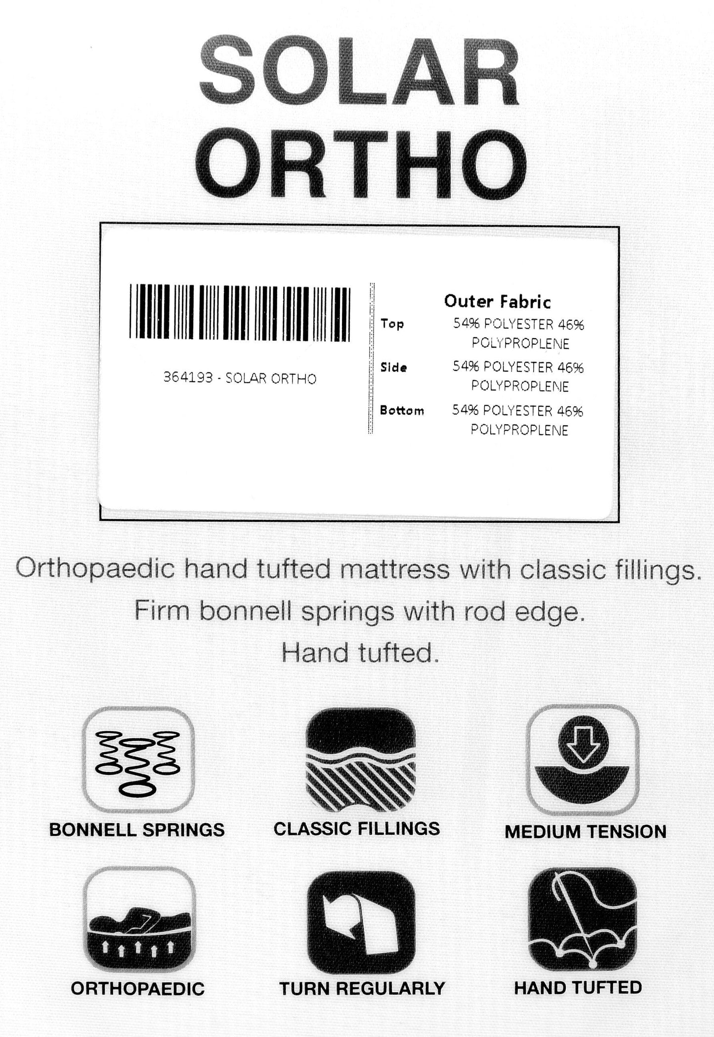 Solar 5ft King Size Orthopaedic Mattress