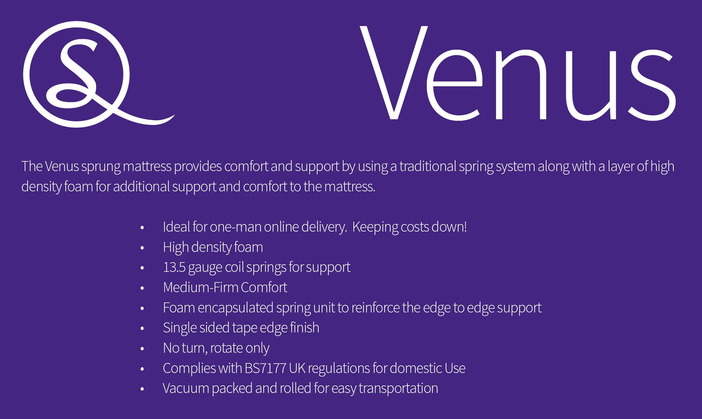 Venus 4ft6 Double Memory Cool Rolled Mattress