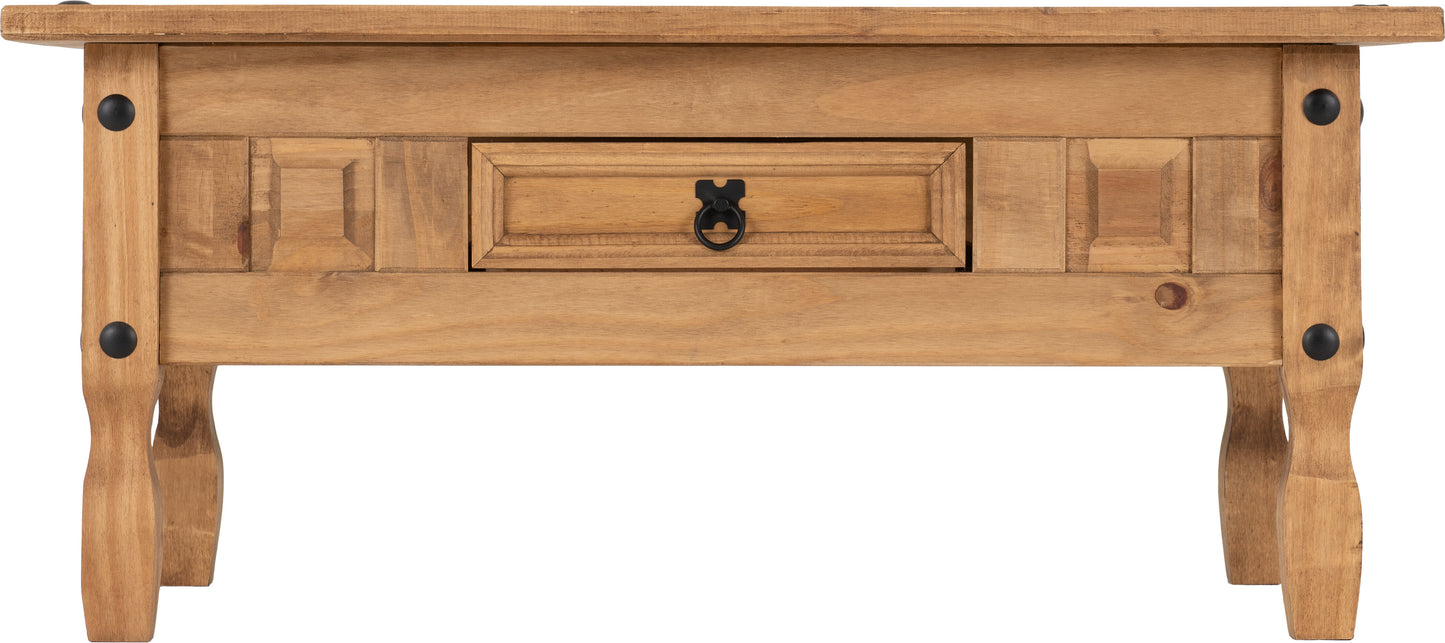 Corona 1 Drawer Coffee Table - Distressed Waxed Pine