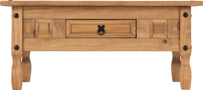 Corona 1 Drawer Coffee Table - Distressed Waxed Pine