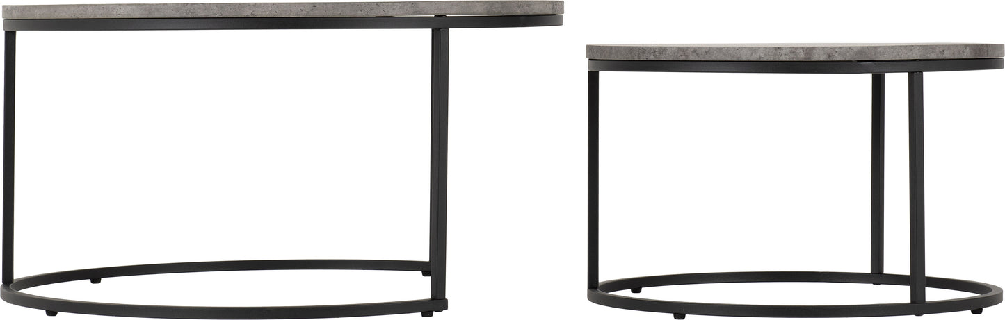 Athens Round Coffee Table Set - Concrete Effect