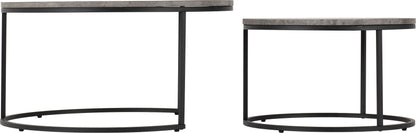 Athens Round Coffee Table Set - Concrete Effect