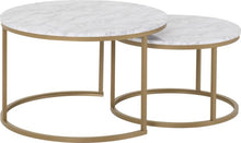Dallas Round Coffee Table Set - Marble/Gold Effect