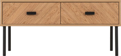 Leon 2 Drawer Coffee Table - Medium Oak Effect