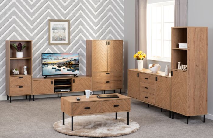 Leon 2 Drawer Coffee Table - Medium Oak Effect
