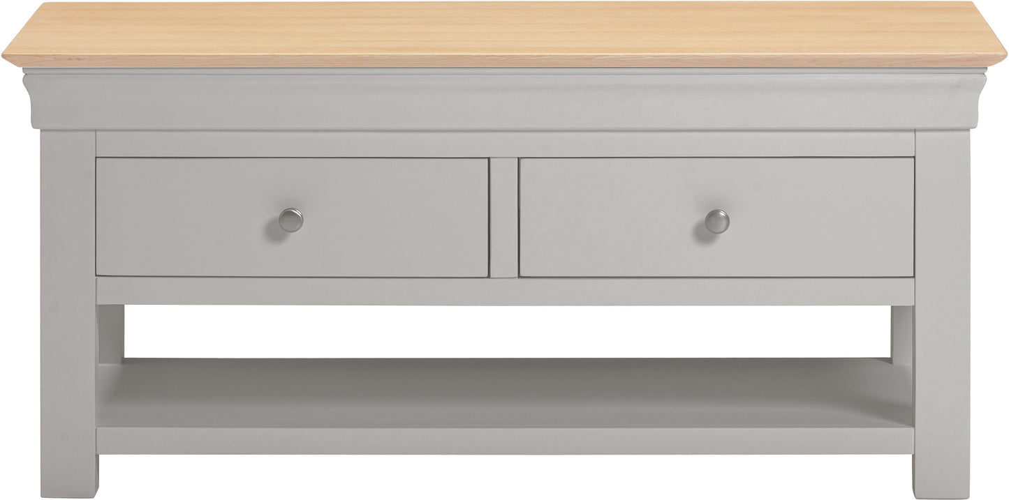 Bordeaux 2 Drawer Coffee Table - Pebble Grey/Oak