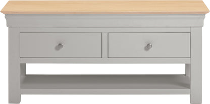 Bordeaux 2 Drawer Coffee Table - Pebble Grey/Oak