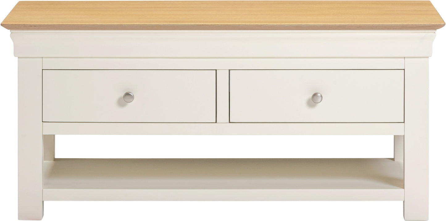 Bordeaux 2 Drawer Coffee Table - Ivory/Oak
