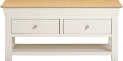 Bordeaux 2 Drawer Coffee Table - Ivory/Oak
