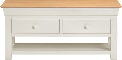 Bordeaux 2 Drawer Coffee Table - Ivory/Oak