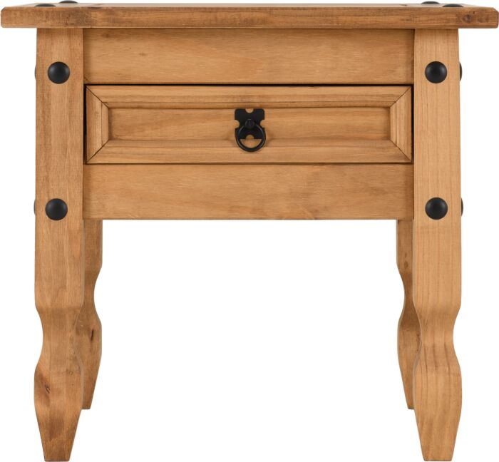 Corona 1 Drawer Lamp Table - Distressed Waxed Pine