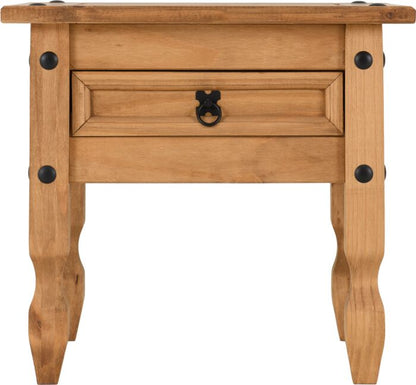 Corona 1 Drawer Lamp Table - Distressed Waxed Pine