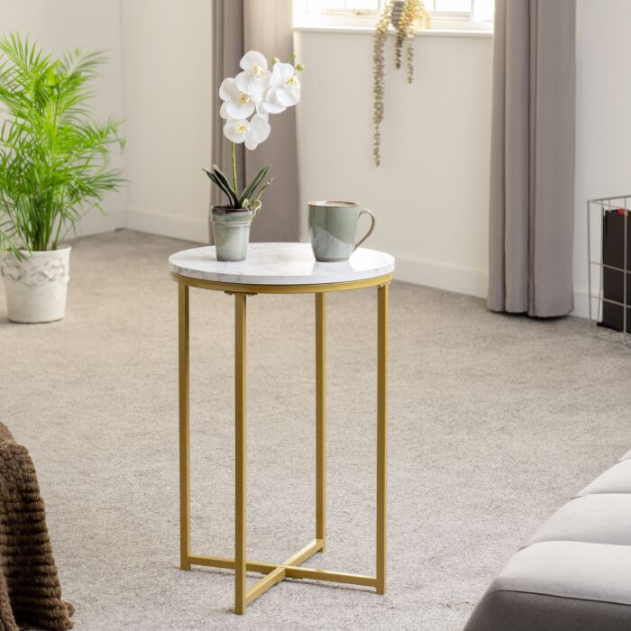 Dallas Side Table - Marble/Gold Effect