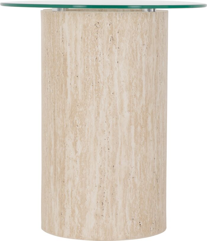 Modena Side Table - Clear Glass/Cream Marble Effect