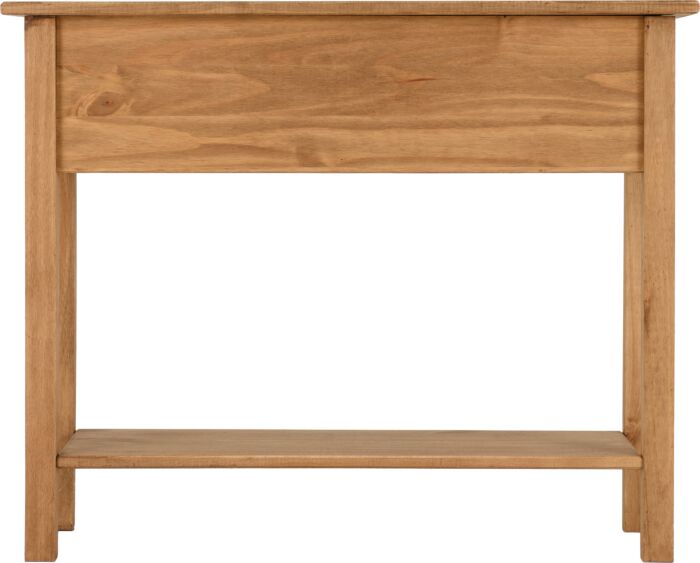 Corona 2 Drawer Console Table With Shelf - Distressed Waxed Pine