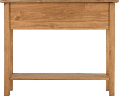 Corona 2 Drawer Console Table With Shelf - Distressed Waxed Pine