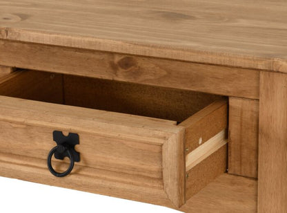 Corona 2 Drawer Console Table With Shelf - Distressed Waxed Pine