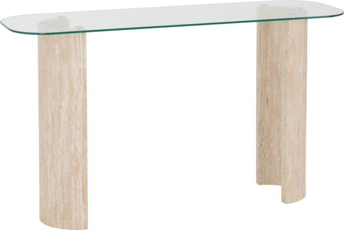 Modena Console Table - Clear Glass/Cream Marble Effect