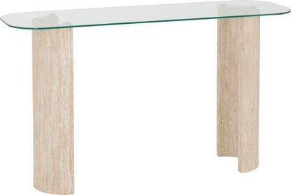Modena Console Table - Clear Glass/Cream Marble Effect