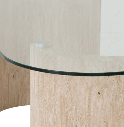 Modena Console Table - Clear Glass/Cream Marble Effect