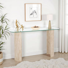 Modena Console Table - Clear Glass/Cream Marble Effect